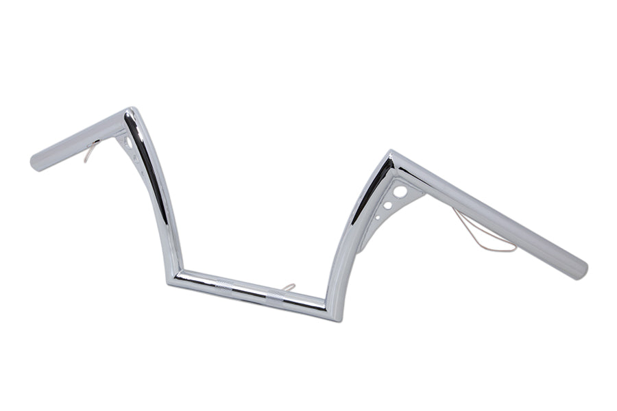 MCM 20124 10-inch pirate Z-bar handlebar in chrome finish for motorcycle control setup