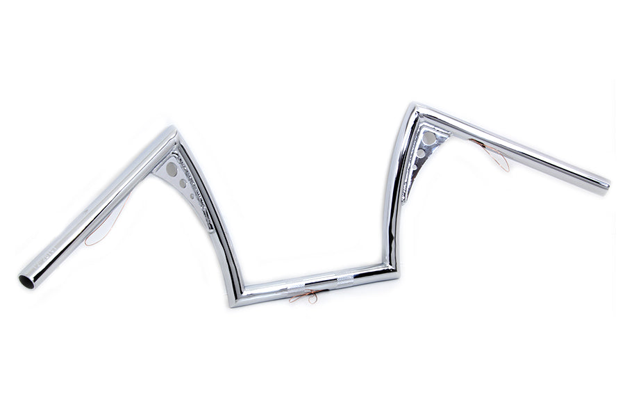MCM 20124 10-inch Pirate Z-Bar handlebar in chrome finish, motorcycle handlebar control