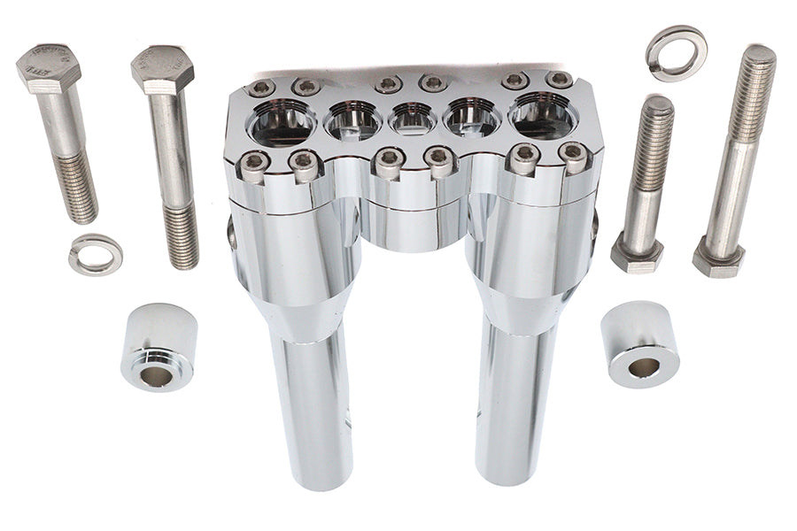 Wyatt Gatling 8-inch Baron style handlebar riser set in chrome, model 78969A