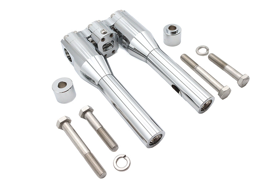 Wyatt Gatling 78969A 8-inch Baron style chrome riser set for motorcycle handlebar controls