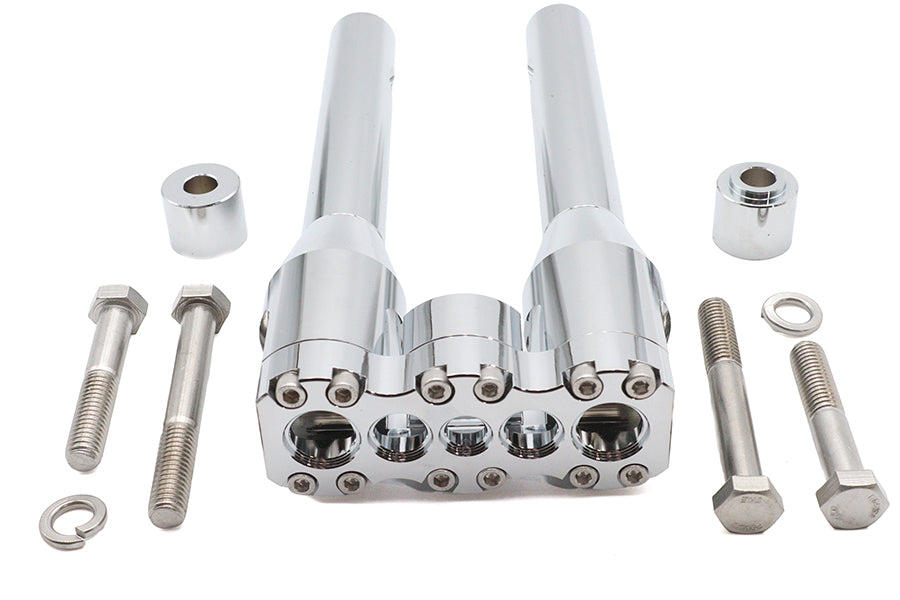 Wyatt Gatling 10-inch Baron style riser set in chrome for motorcycle handlebars