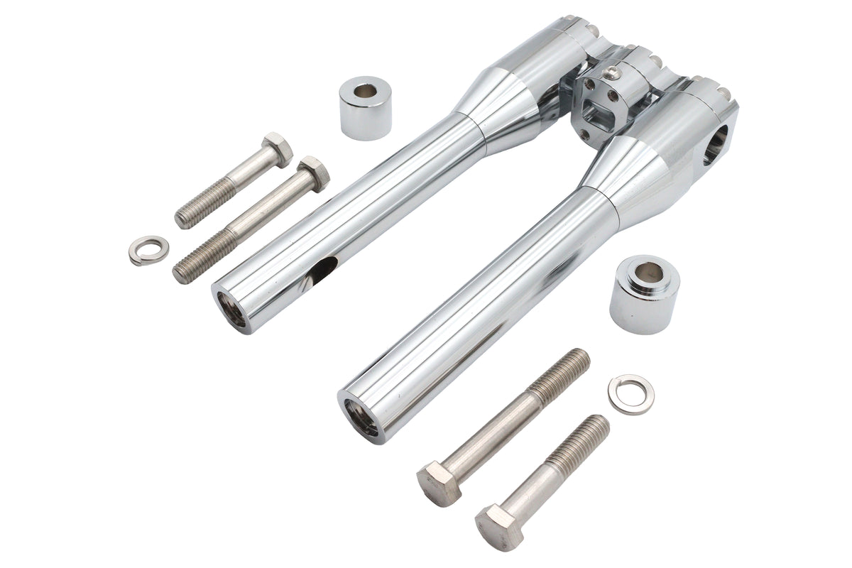 Wyatt Gatling 10-inch Baron style riser set in chrome for motorcycle handlebar controls