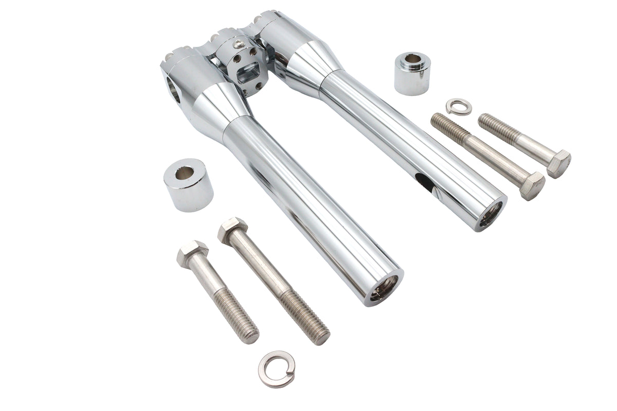 Wyatt Gatling 10-inch Baron style riser set in chrome for motorcycle handlebar control