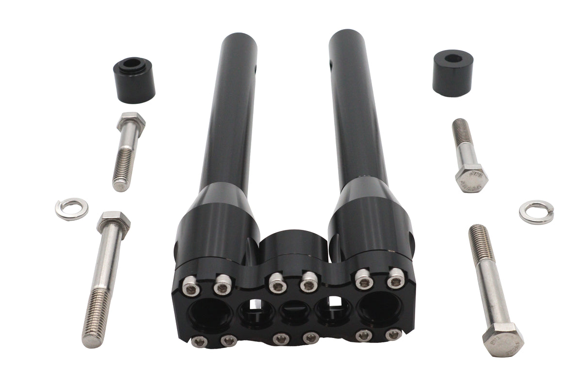 Wyatt Gatling 12-inch Baron style riser set in black for motorcycle handlebar controls