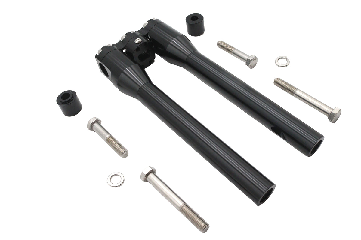 Wyatt Gatling 12-inch Baron style riser set in black for motorcycle handlebar control