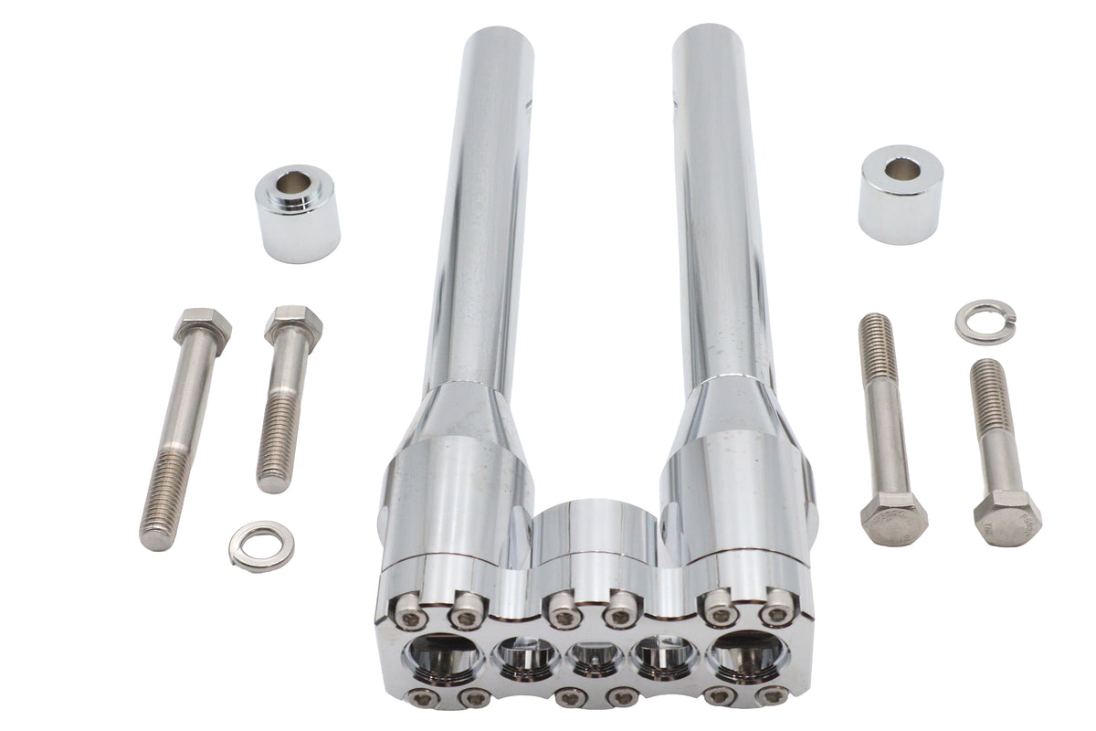 Wyatt Gatling 12-inch Baron style chrome riser set for motorcycle handlebar controls