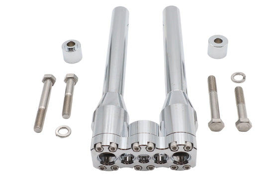 Wyatt Gatling 12-inch Baron style chrome riser set for motorcycle handlebar controls