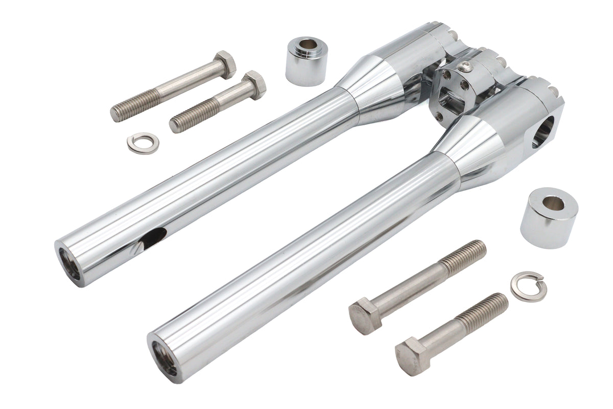 Wyatt Gatling 12-inch Baron-style chrome riser set for motorcycle handlebar controls