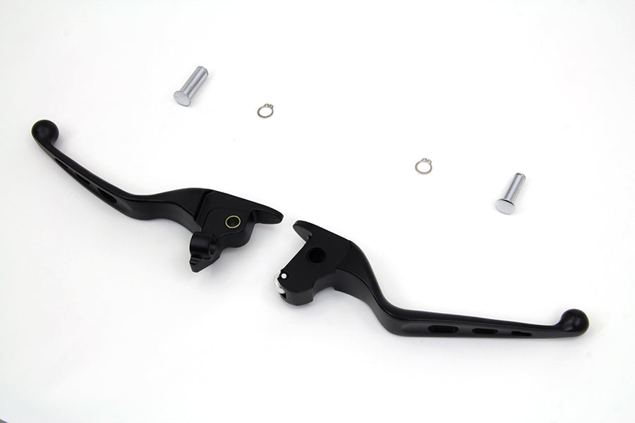 MCM 053809 black drilled hand lever set, handlebar control shown against a plain background