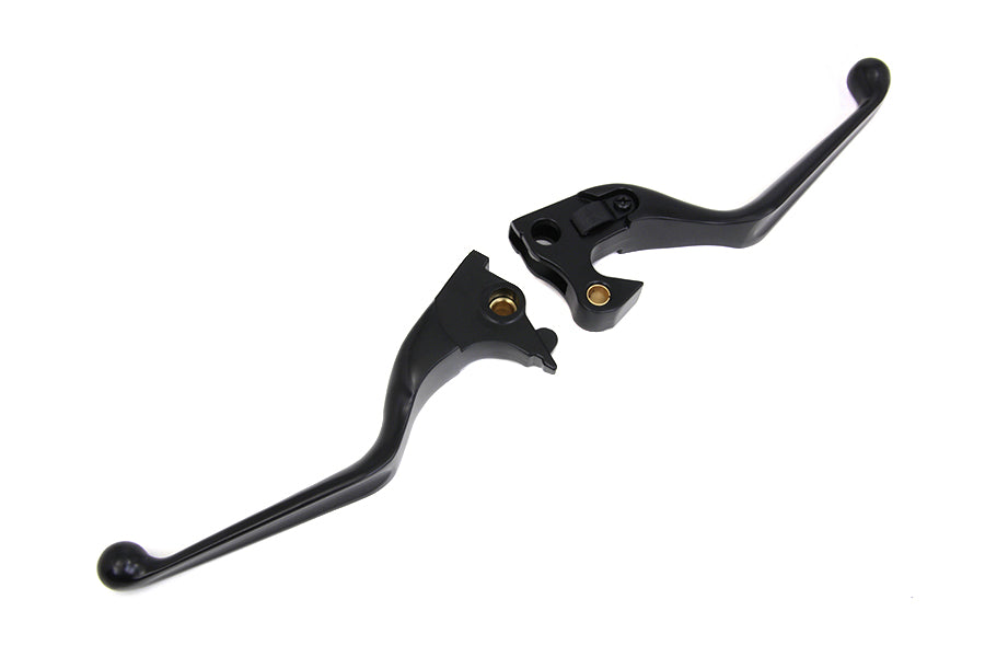 MCM 053543 black hand lever set, handlebar control close-up