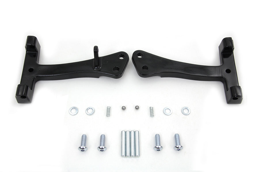 Wyatt Gatling 27-0018 passenger footboard support kit in black, motorcycle footpeg bracket shown from side view