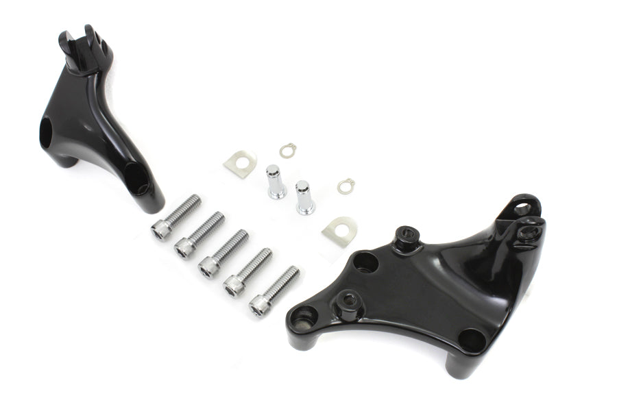 Wyatt Gatling passenger footpeg mount kit, black metal motorcycle footboard bracket set