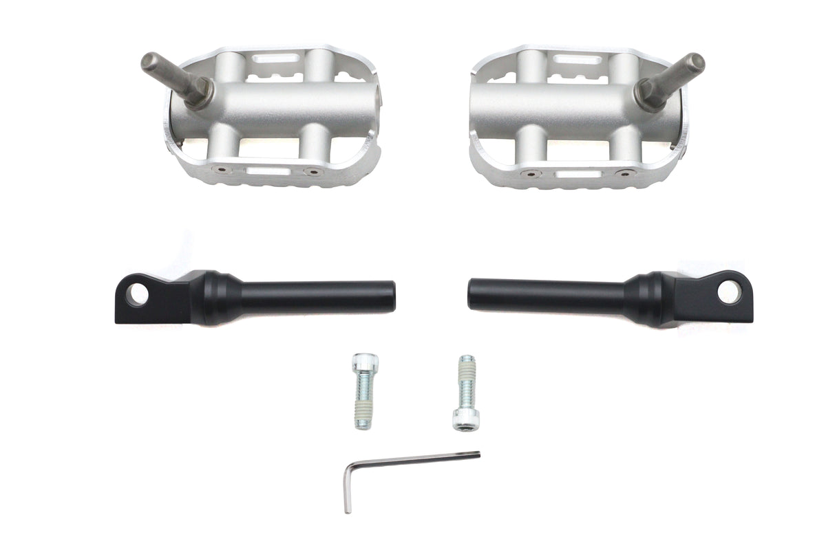 OE True Grit footpeg set 50501394, black motorcycle footpegs with rugged tread design