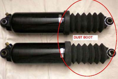V-Twin 63401 rear shock dust boot set, black protective boots for motorcycle shocks