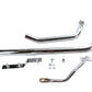 Paughco 730D2 stacked upsweep header set for motorcycle exhaust, polished metal pipes shown from side view
