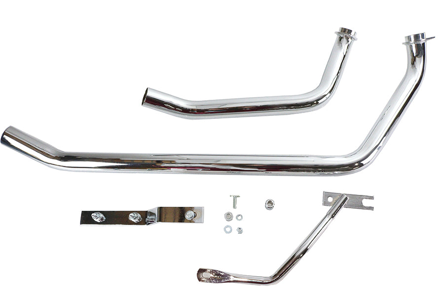 Paughco 730D2 stacked upsweep exhaust header set in polished metal finish