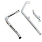 V-Twin 735-1 dual crossover chrome exhaust system for motorcycle, polished chrome pipes and crossover design