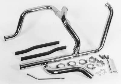 Paughco 735-6A chrome 2:1 dual crossover exhaust header set