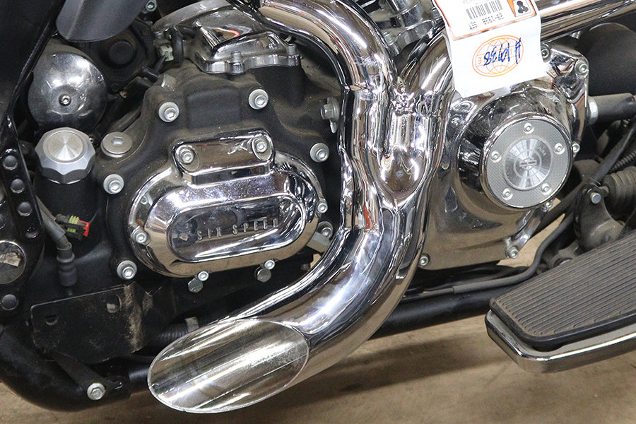 Wyatt Gatling 1938 Ground Pounder chrome exhaust system with dual motorcycle mufflers