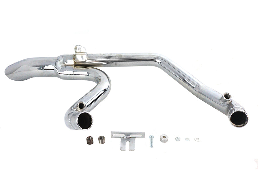 Wyatt Gatling Butte Chrome Exhaust System for 2004 motorcycle, polished chrome pipes close-up