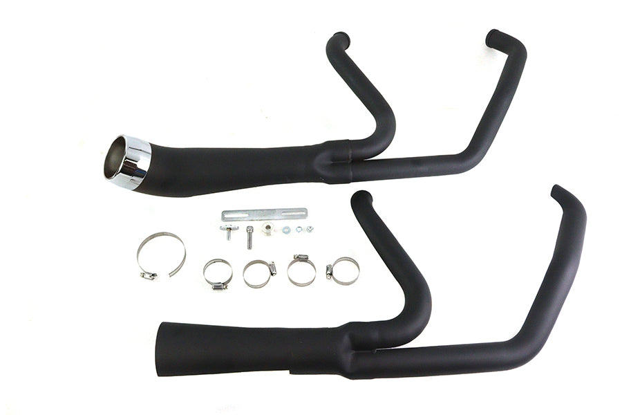 V-Twin Cyclone 2-into-1 exhaust header set with 1-3/4-inch pipes in black finish