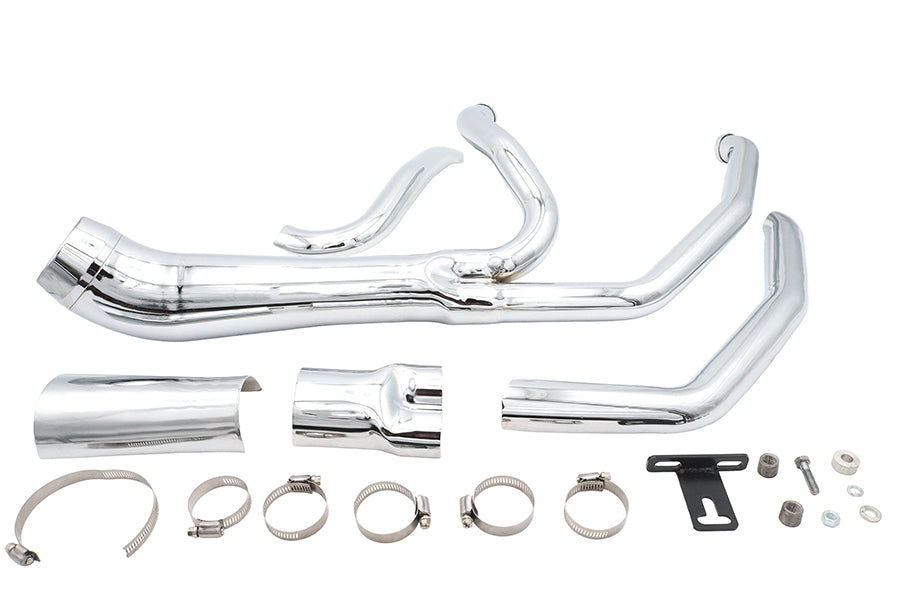 V-Twin Factory Sample Cyclone 1-3/4-inch 2-into-1 exhaust header set, chrome motorcycle exhaust pipes