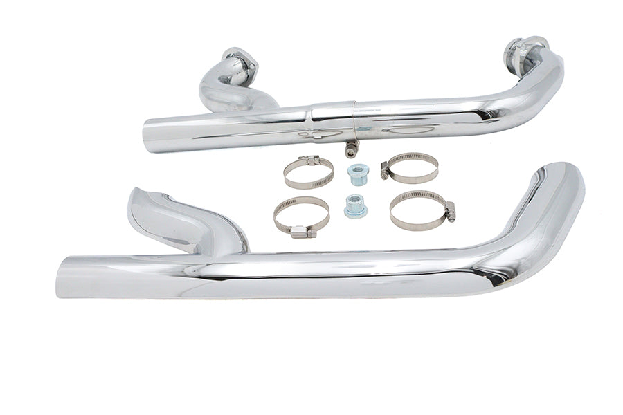 V-Twin Factory Sample 2:1 Siamese exhaust header set in chrome, model 29-2135