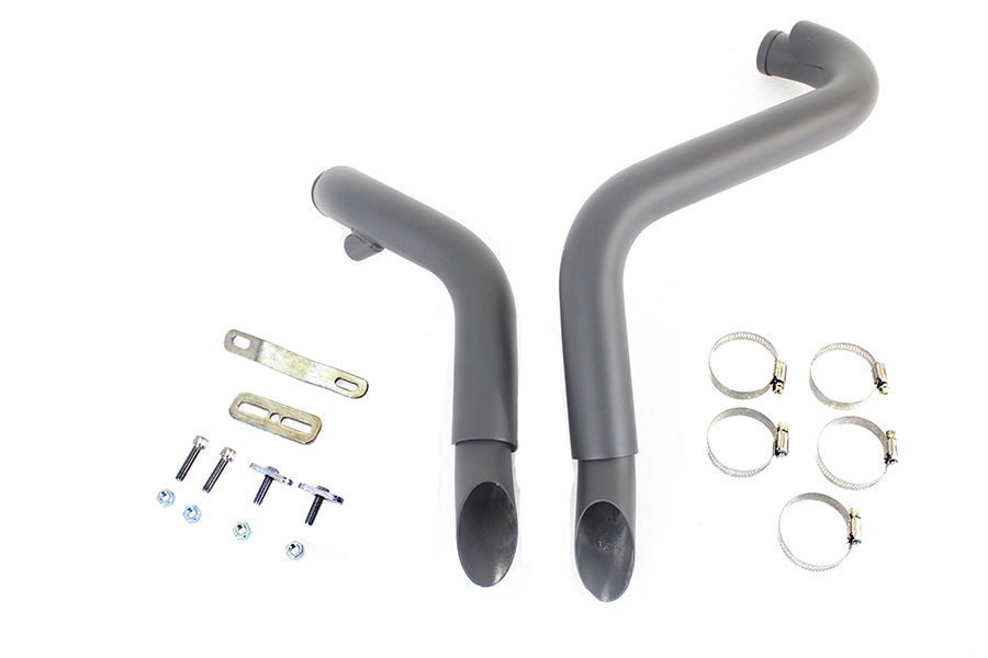 V-Twin 1949 Straight Down Drag Pipe Set Black with Heat Shields