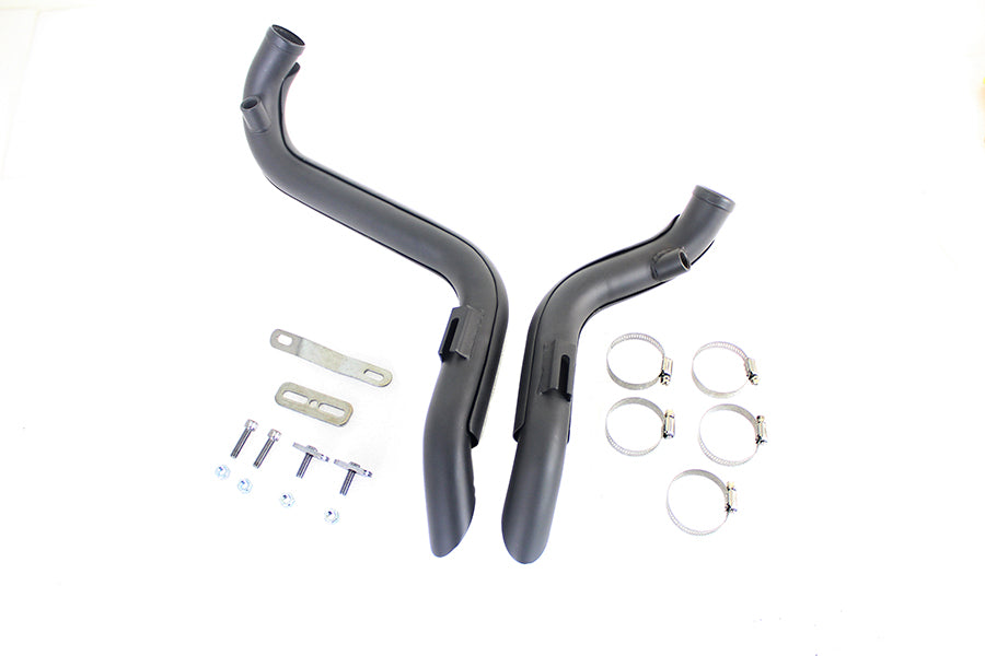V-Twin 1949 Straight Down Drag Pipe Set Black with Heat Shields