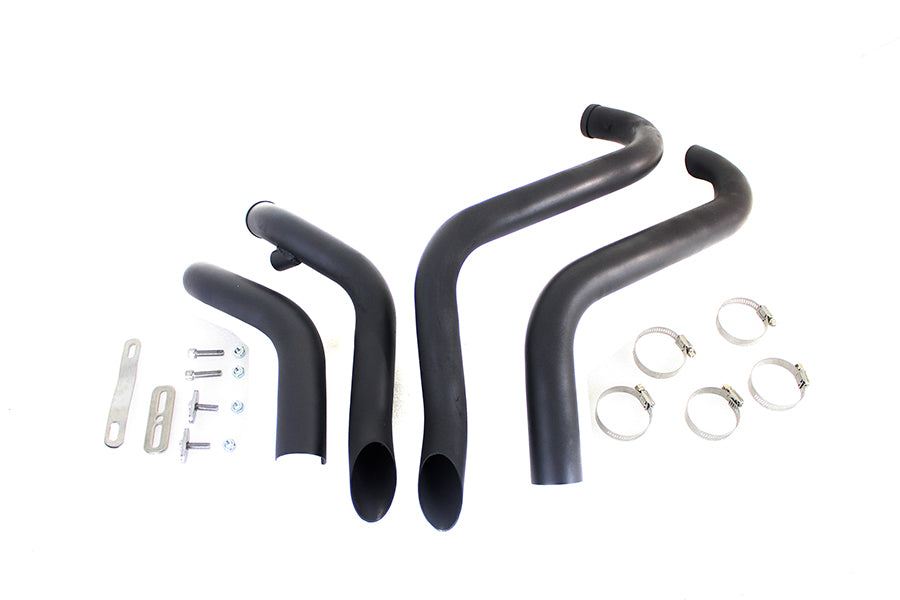 V-Twin 1949 Straight Down Drag Pipe Set Black with Heat Shields