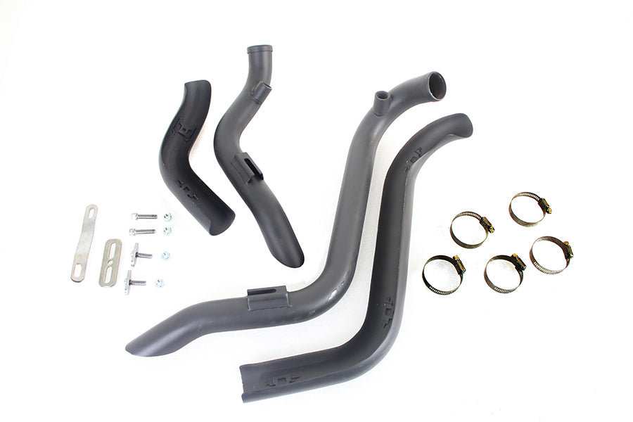 V-Twin 1949 Straight Down Drag Pipe Set Black with Heat Shields