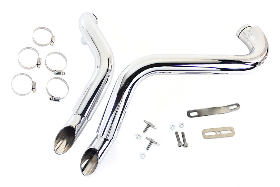 V-Twin 1951 Straight Down Drag Pipe Set Chrome with Heat Shields