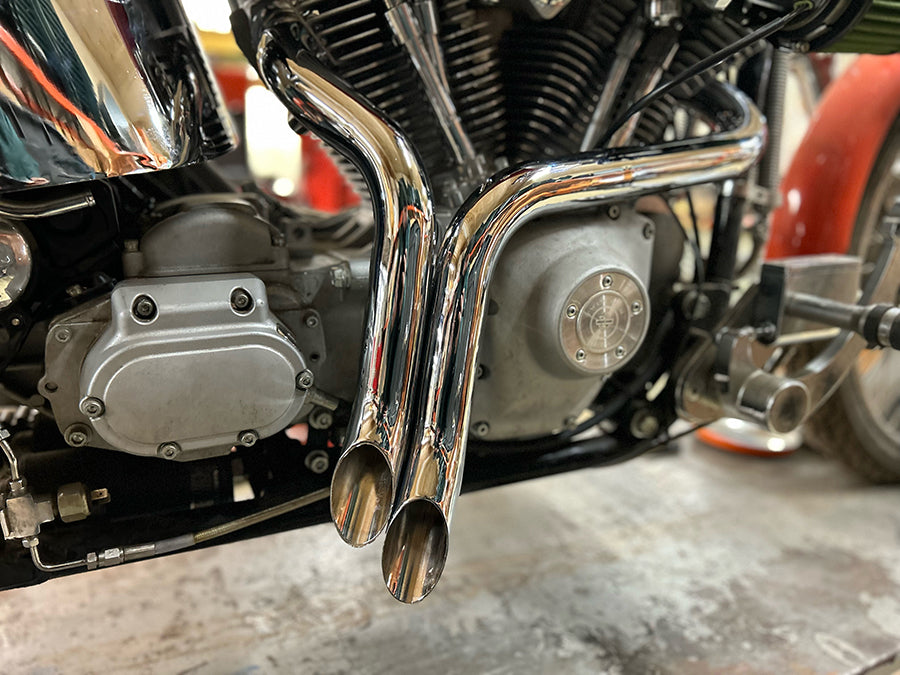V-Twin 1951 Straight Down Drag Pipe Set Chrome with Heat Shields