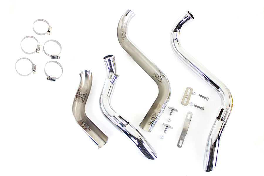 V-Twin 1951 Straight Down Drag Pipe Set Chrome with Heat Shields