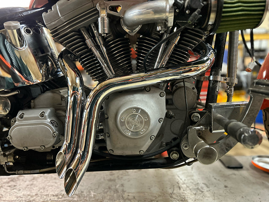 V-Twin 1951 Straight Down Drag Pipe Set Chrome with Heat Shields