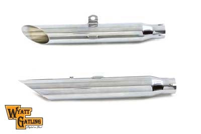 Wyatt Gatling Chrome Slash Slip-On Muffler Set for motorcycle exhaust, model 08-0210