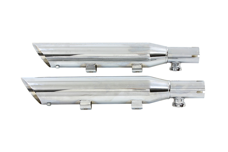 Wyatt Gatling Down Slash Slip-On Muffler Set, chrome exhaust pipes, 08-0209A