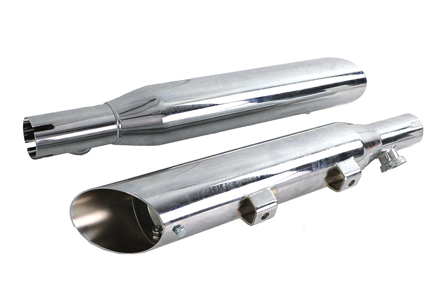 Wyatt Gatling Down Slash Slip-On Muffler Set, chrome motorcycle exhaust