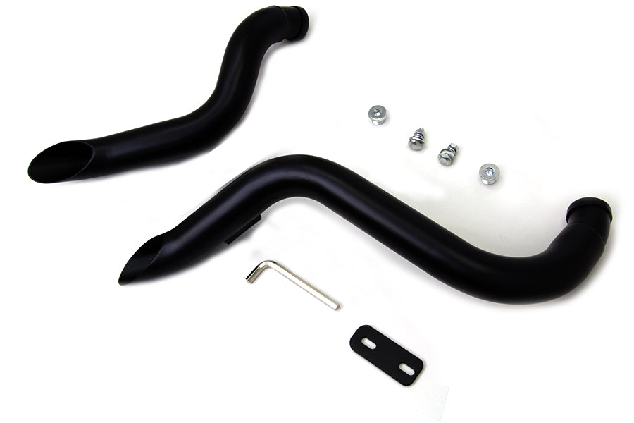 V-Twin 8762 Wyatt Gatling down draft exhaust header set with chrome finish, angled pipes, and mounting flanges