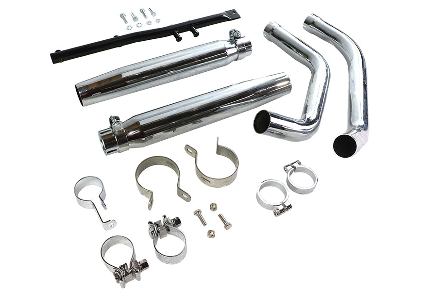 V-Twin tapered muffler exhaust kit in chrome for Harley-Davidson XLH motorcycles