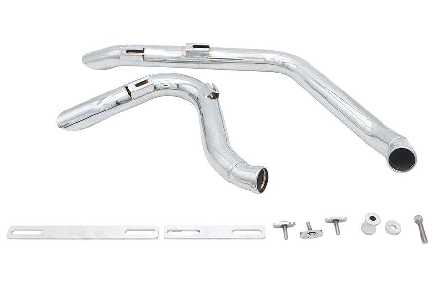 V-Twin Stacked Short Goose Style Drag Pipe Set chrome motorcycle exhaust