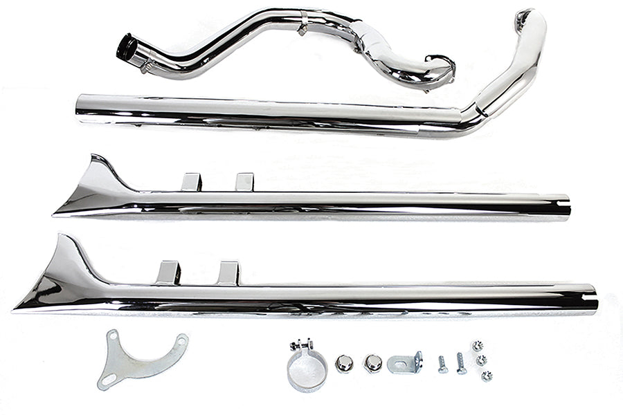 V-Twin 30-0677 True Dual Header with Fishtails, Chrome