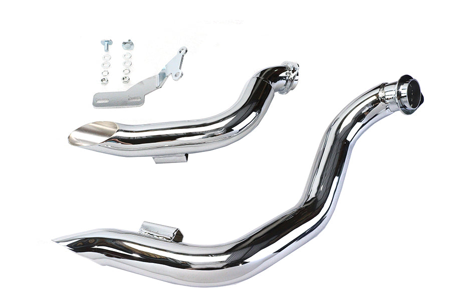 Wyatt Gatling chrome down draft drag pipes exhaust 30-0725 for 1970–1979 Harley-Davidson FX