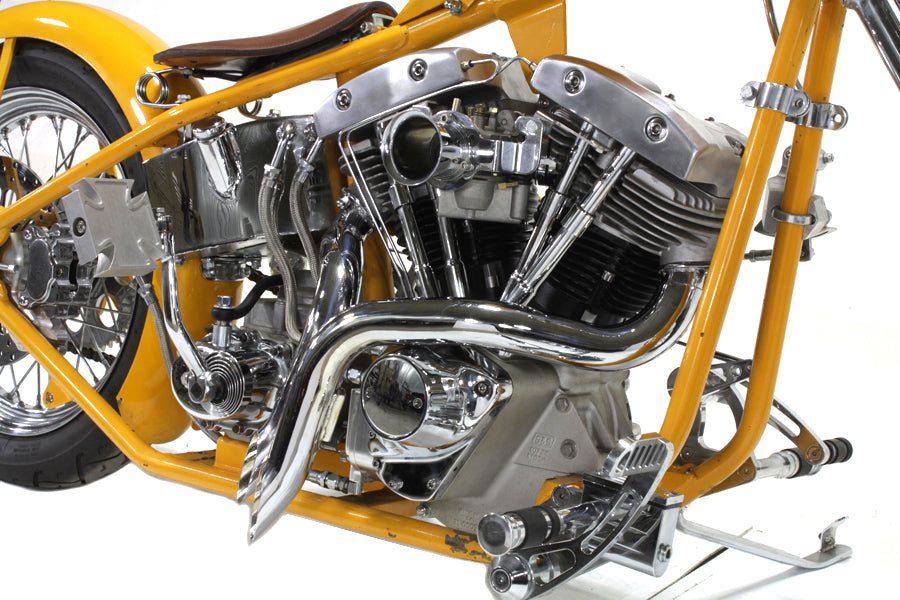 Wyatt Gatling chrome down draft drag pipes exhaust 30-0725 for 1970–1979 Harley-Davidson FX