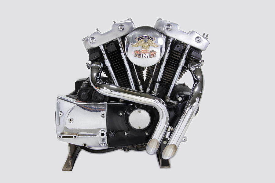 V-Twin 1221 Ironhead LAF chrome exhaust header set with dual pipe design