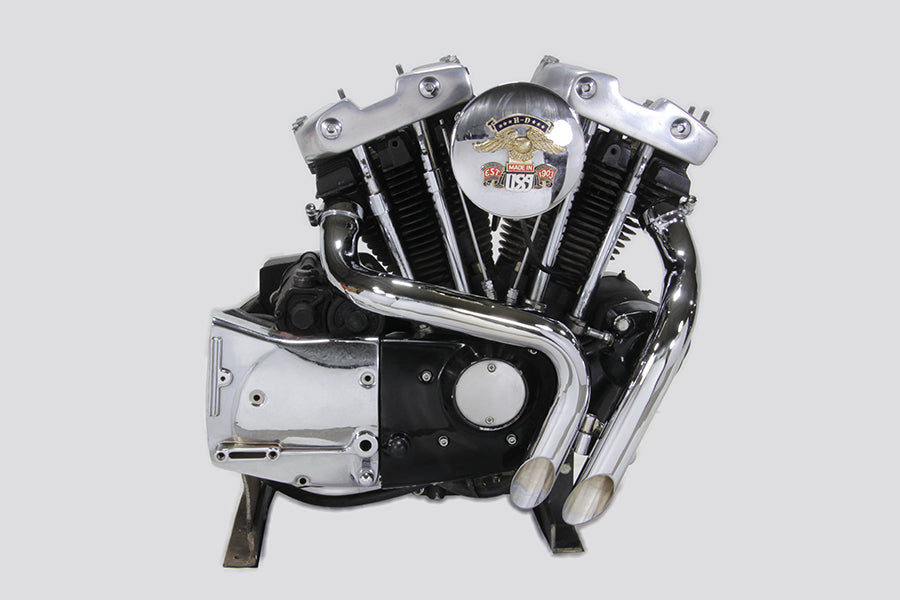 V-Twin 1221 Ironhead LAF chrome exhaust header set for motorcycle installation