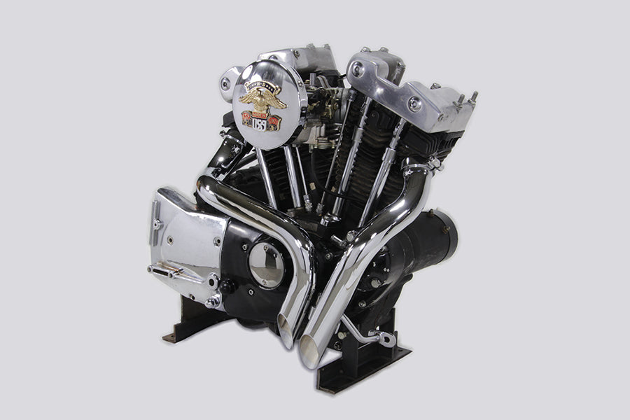 V-Twin 1221 Ironhead LAF exhaust header set in chrome finish, motorcycle exhaust components