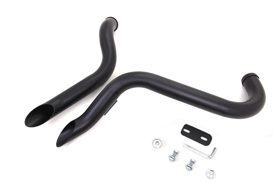V-Twin Wyatt Gatling down-type drag pipe exhaust set, chrome finish, paired motorcycle pipes