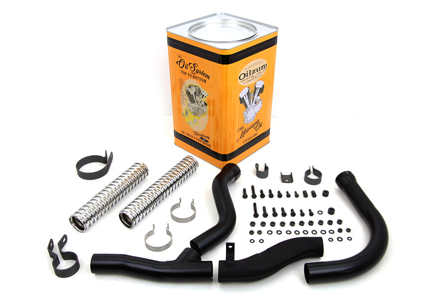 V-Twin Black Replica Panhead Exhaust Header Kit 30-0802 for motorcycle exhaust systems