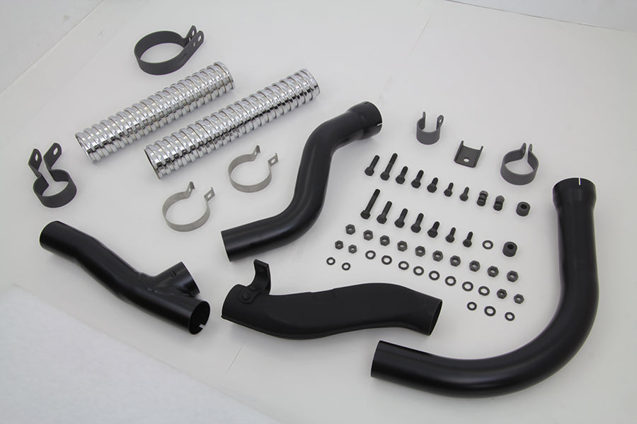 V-Twin Black Replica Panhead Exhaust Header Kit 30-0802 for motorcycle exhaust systems